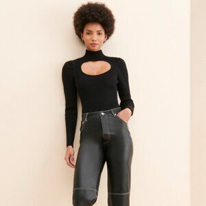 ASTR The Label Cutout Ribbed Bodysuit – Black, Size L